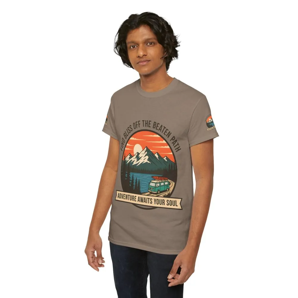 972927842711882608_2048.jpeg Unisex Heavy Cotton Tee — "Find Bliss Off the Beaten Path" Mountain & Camper T‑Shirt