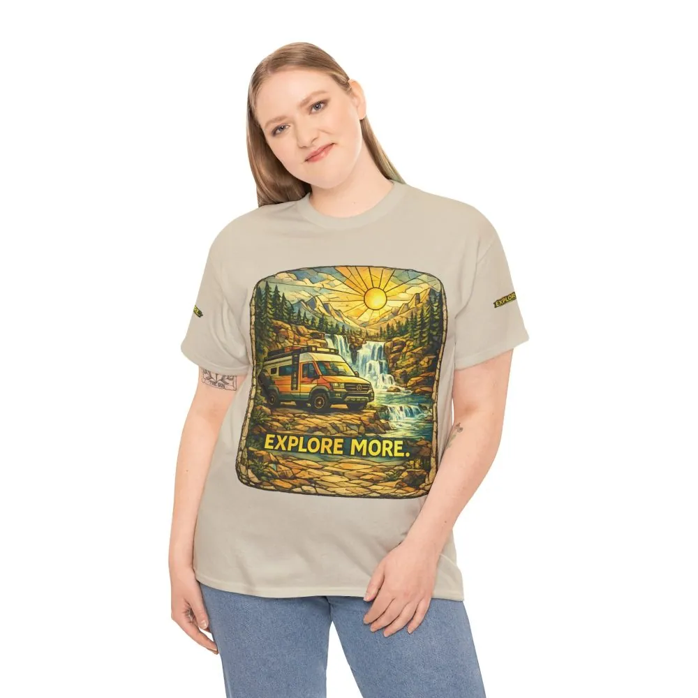 Unisex Heavy Cotton Tee — "Explore More" Design Cubic-Line
