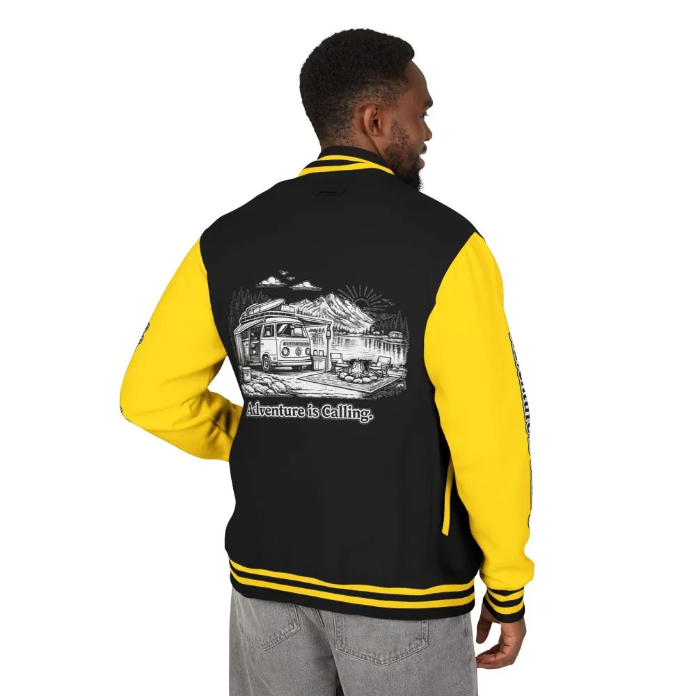 Unisex Heavyweight Letterman Jacket — "Adventure Is Calling" Travel Varsity Coat