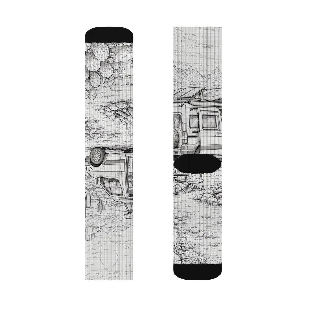 Sublimation Socks — Retro Camper Roadtrip Crew Socks