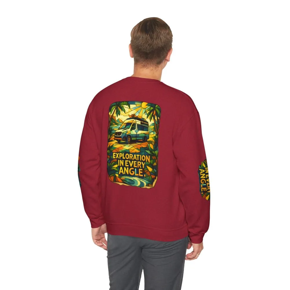 Unisex Heavy Blend™ Crewneck Sweatshirt — "Exploration In Every Angle" Design Cubic-Line