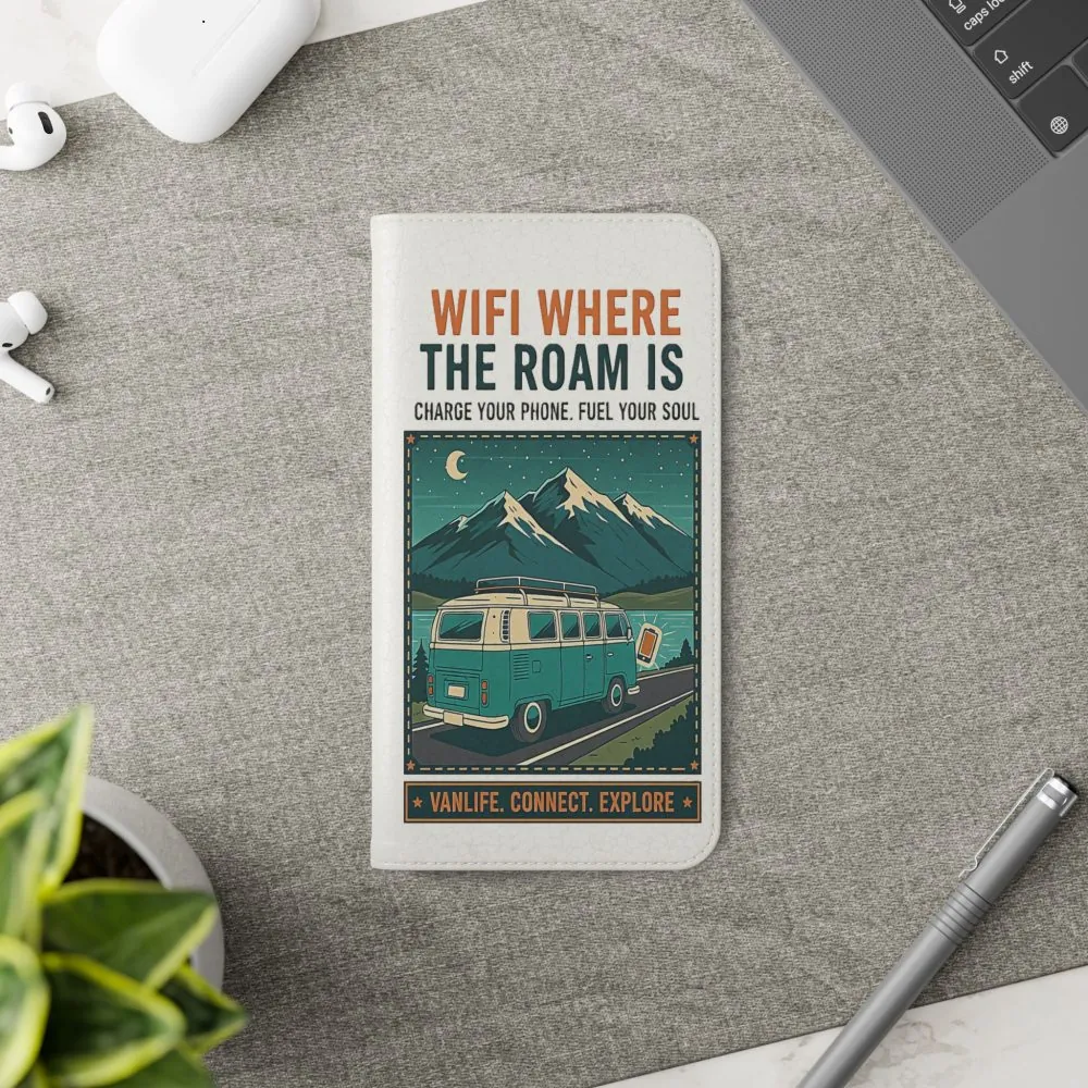 9740331336825449558_2048.jpeg Flip Phone Case — “WiFi Where the Roam Is” Vanlife Wallet Case