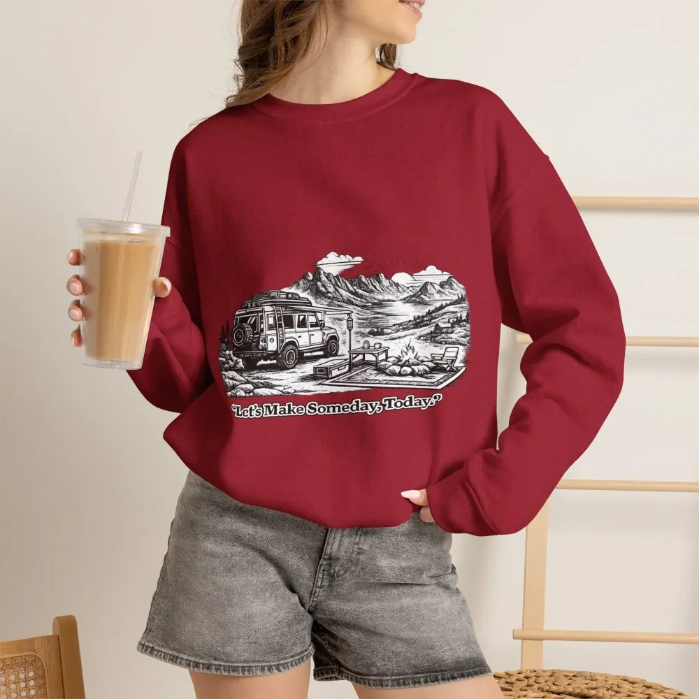 9740768122680331844_2048.jpeg Unisex Heavy Blend™ Crewneck Sweatshirt — "Lets make Someday, Today?" Design Minimal-Line