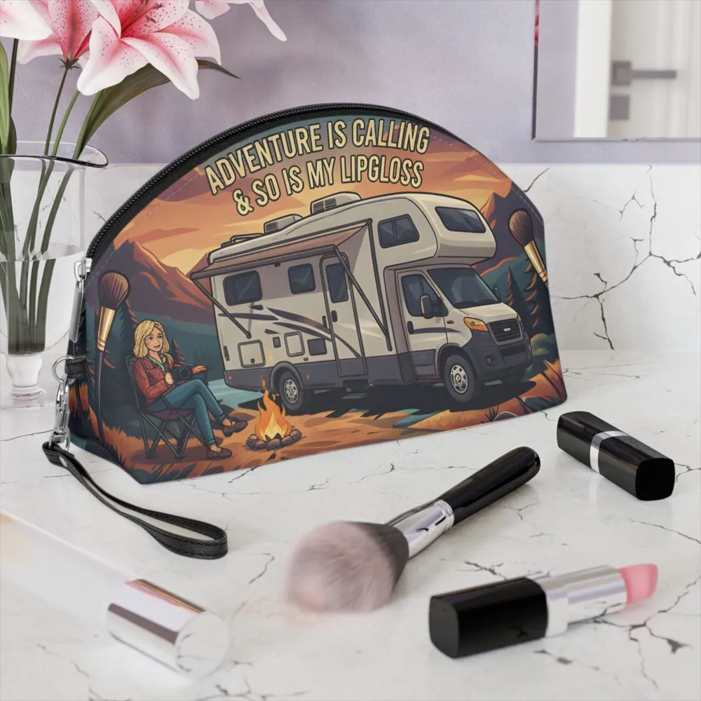 Makeup Bag — "Adventure Is Calling-So Is My Lipgloss" campervan quoted