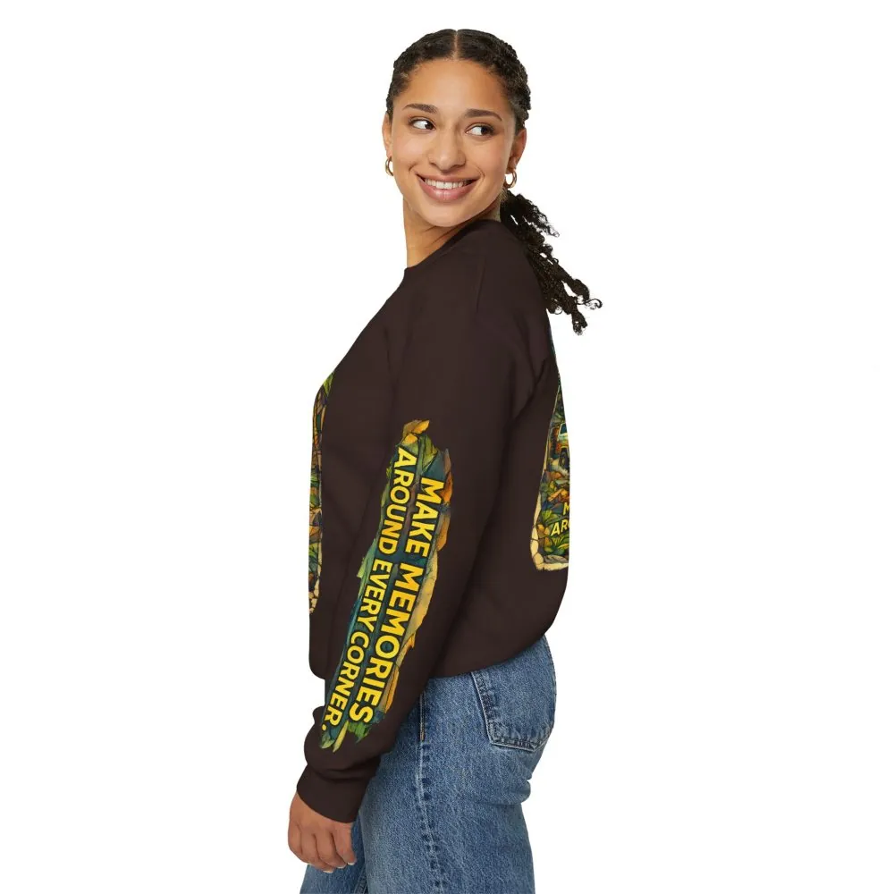 9746593923797347231_2048.jpeg Unisex Heavy Blend™ Crewneck Sweatshirt — "Make Memories Around Every Corner" Design Cubic-Line