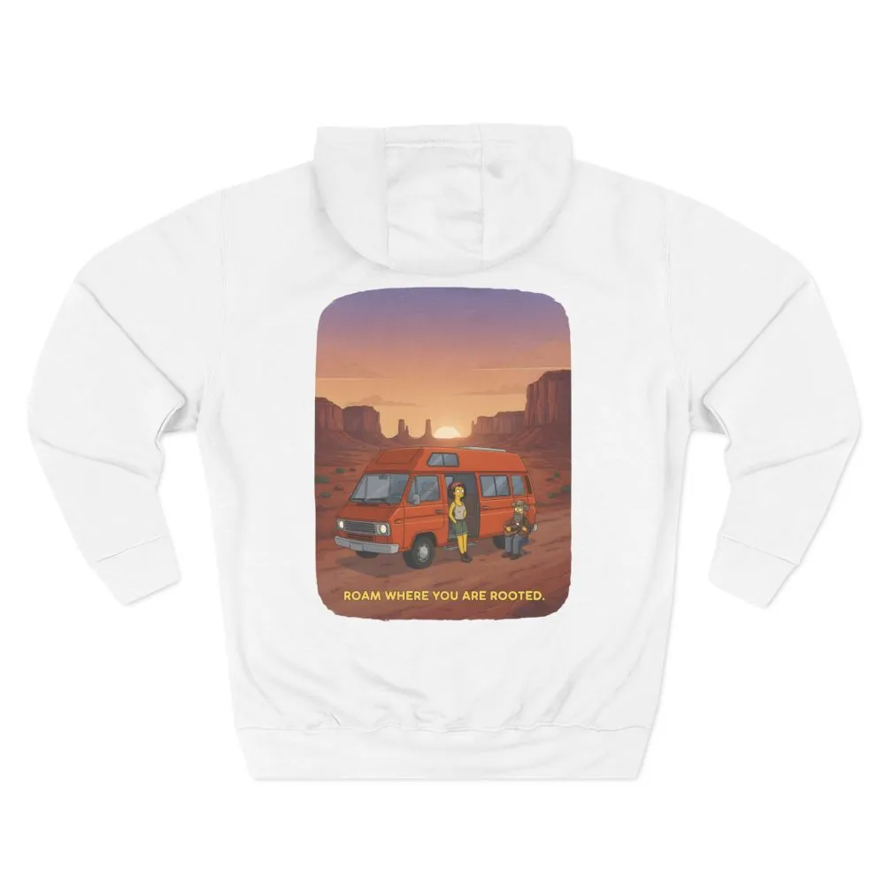Three-Panel Fleece Hoodie - "Roam Where You Are Rooted" Design Sitcom-Line