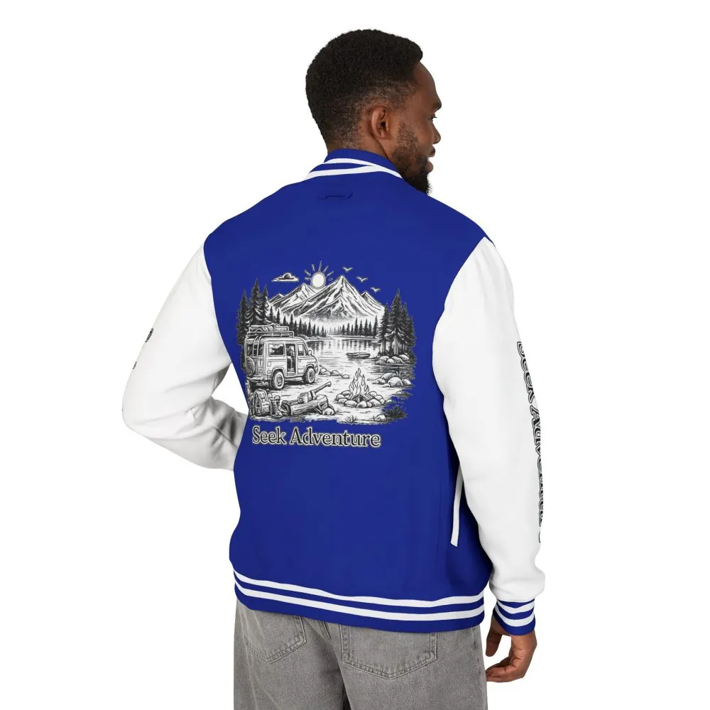 Unisex Heavyweight Letterman Jacket — "Seek Adventure" Travel Varsity Coat