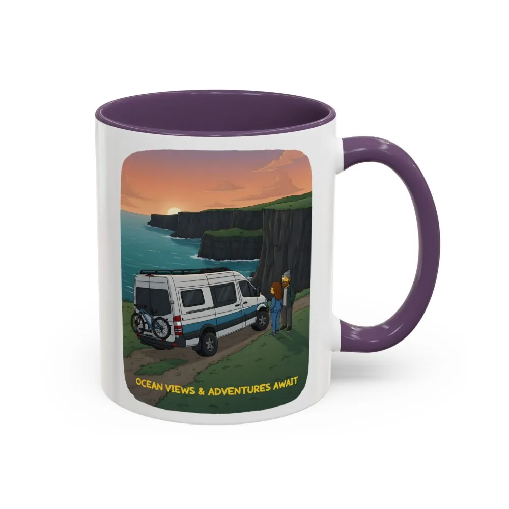 Accent Coffee Mug (11, 15oz) — "Ocean Views-Adventures Awaits" Design Sitcom-Line