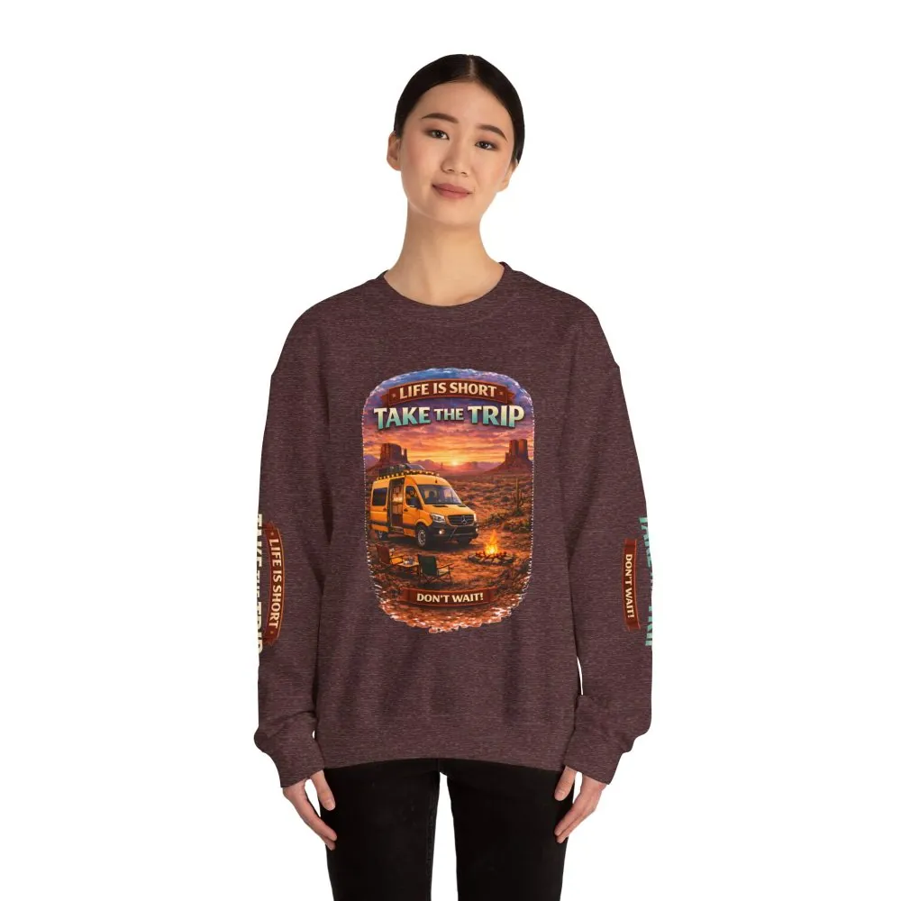 Unisex Heavy Blend™ Crewneck Sweatshirt — "Life Is To Short-Take The Trip" Design Scenic-Line