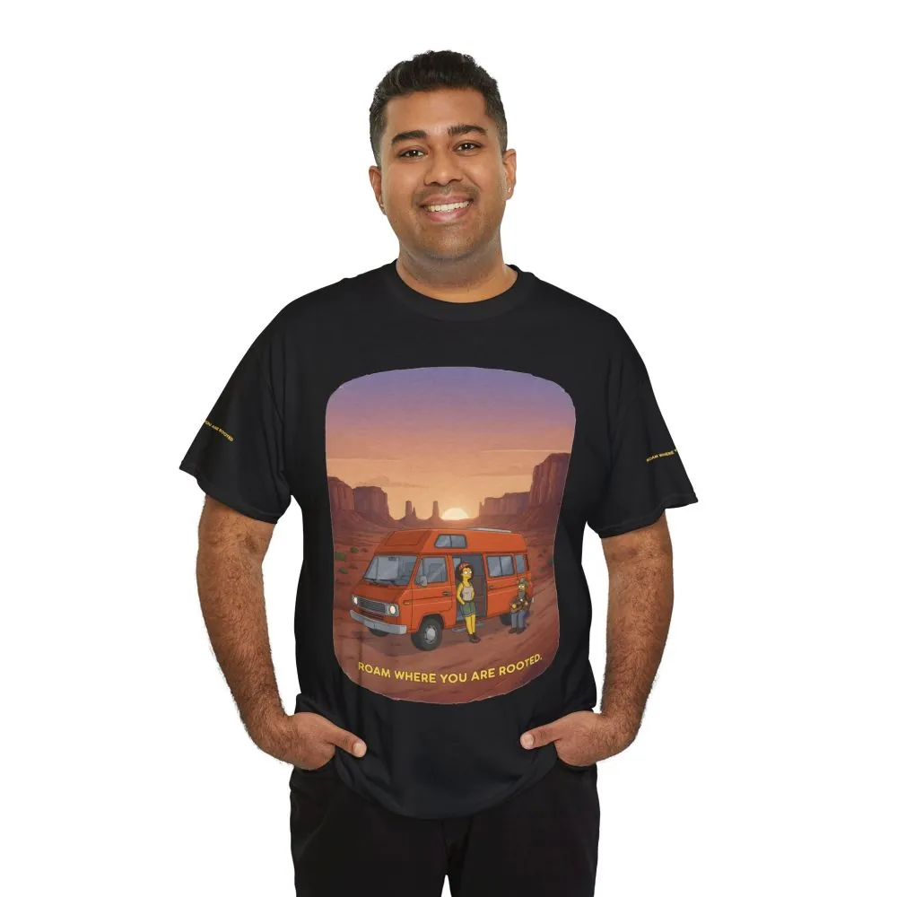 Unisex Heavy Cotton Tee — "Roam Where You Are Rooted" Design Sitcom-Line