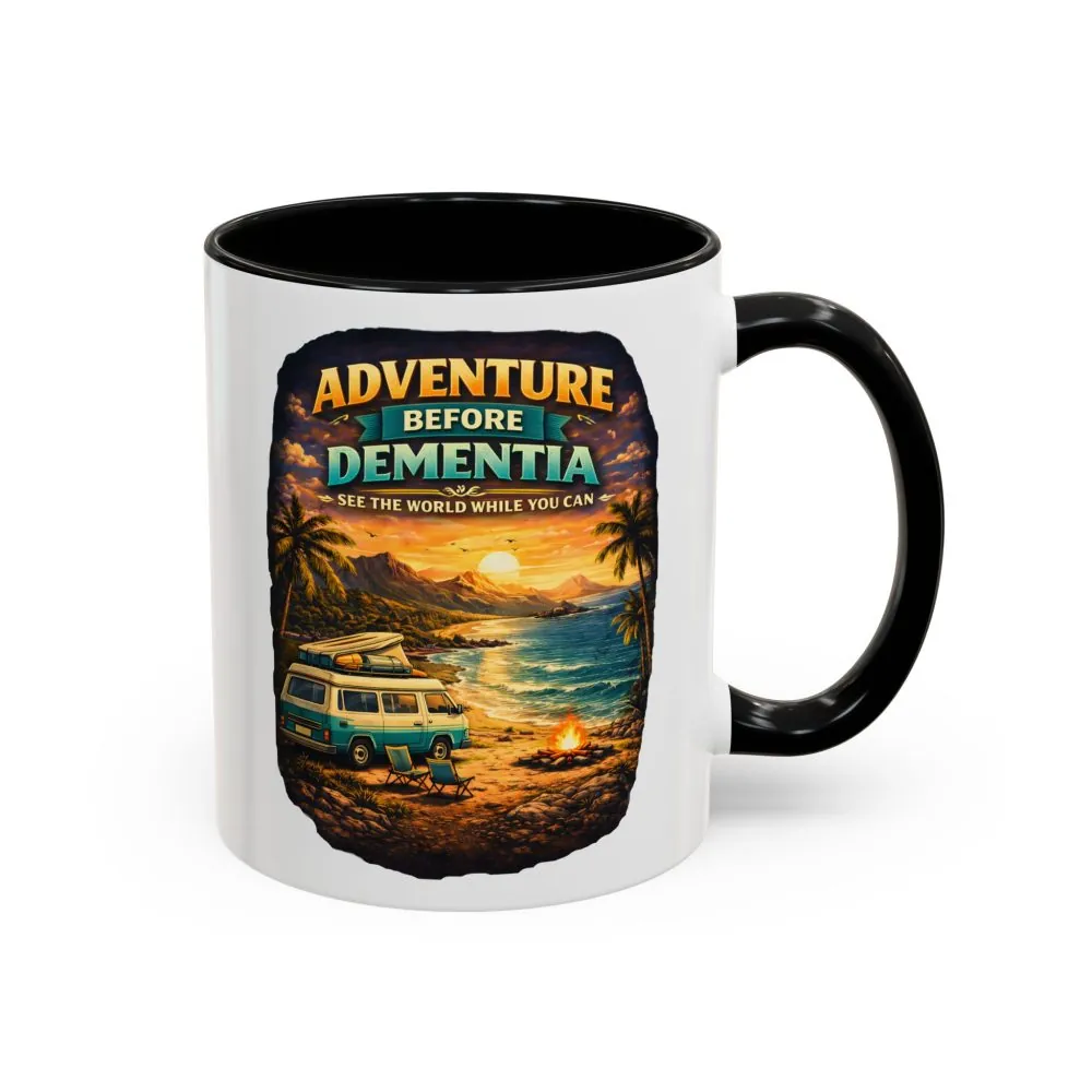 Accent Coffee Mug (11, 15oz) — "Adventure Before Dementia" Design Scenic-Line