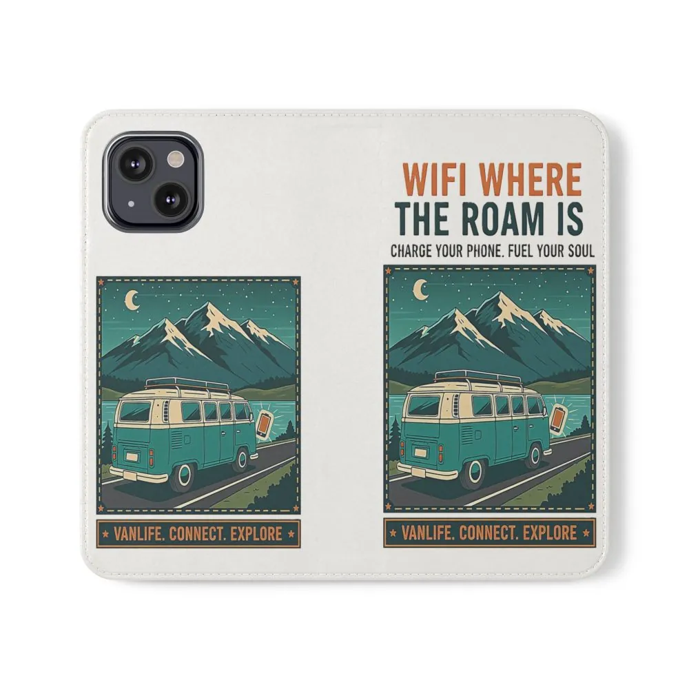 9798856513313677233_2048.jpeg Flip Phone Case — “WiFi Where the Roam Is” Vanlife Wallet Case