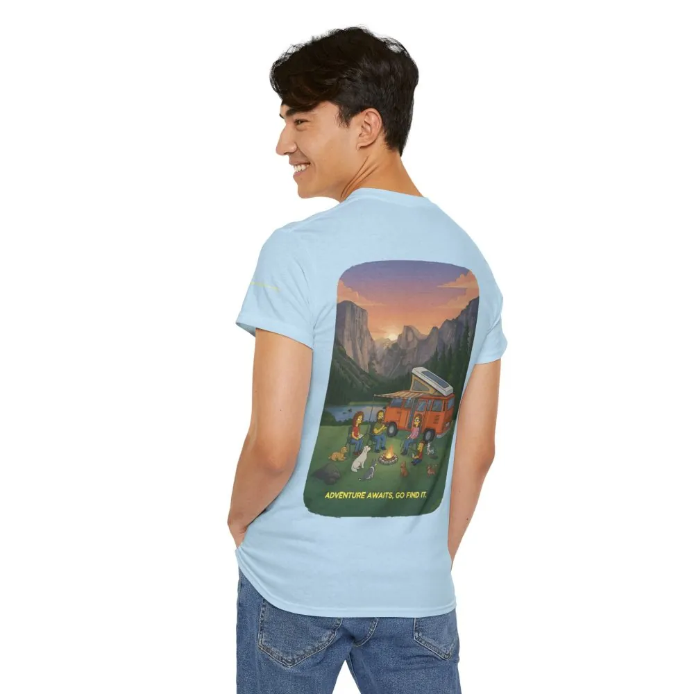 Unisex Heavy Cotton Tee — "Adventure Awaits-Go Find It" Design Sitcom-Line