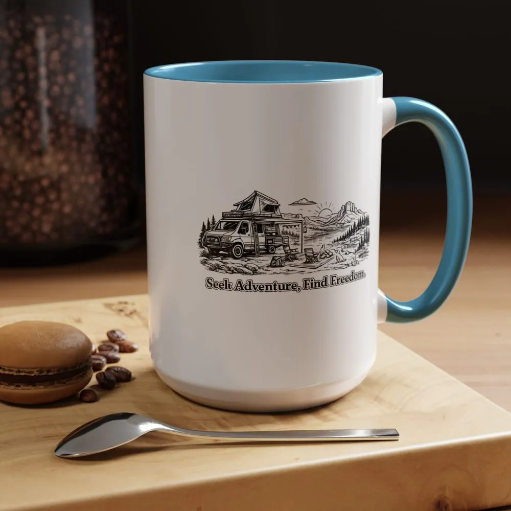 9805030069441204040_2048.jpeg Accent Coffee Mug (11, 15oz) — "Seek Adventure, Find Freedom" Design Minimal-Line