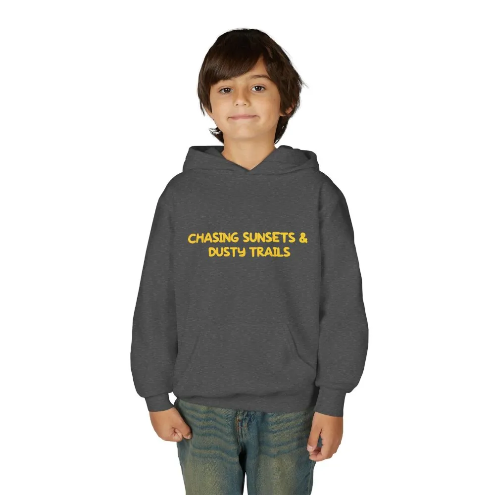 Youth Hoodie(Gildan) – "Chasing Sunsets And Dusty Trails" (Design Sitcom-Line)