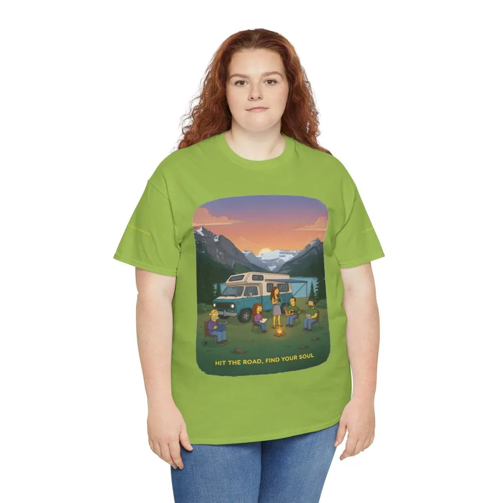 Unisex Heavy Cotton Tee — "Hit The Road-Find Your Soul" Design Sitcom-Line