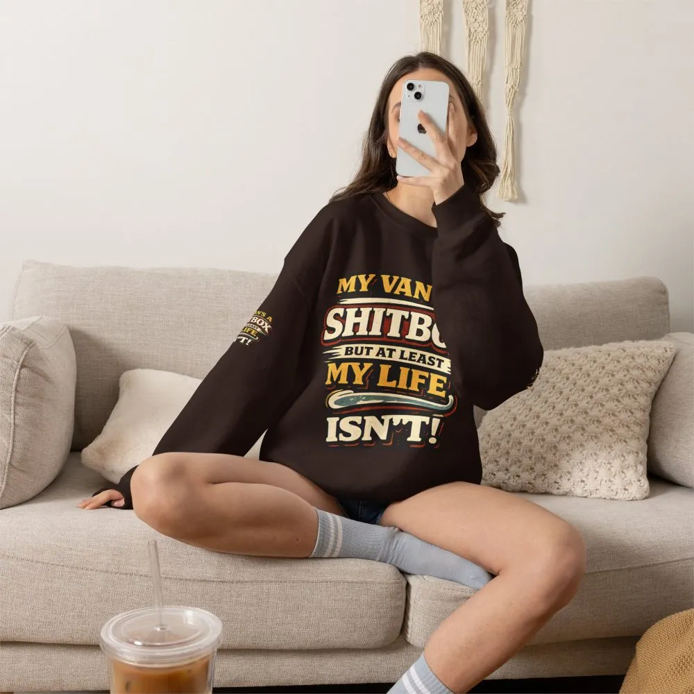Unisex Heavy Blend™ Crewneck Sweatshirt — "My Van`s A Shitbox" Design F**K-Line