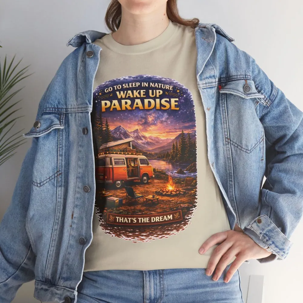 Unisex Heavy Cotton Tee — "Go Sleep In Nature" Design Scenic-Line
