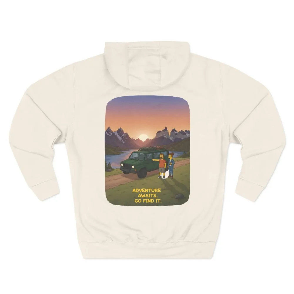 9823988755726450699_2048.jpeg Three-Panel Fleece Hoodie - "Adventure Awaits-Go Find It" Design Sitcom-Line