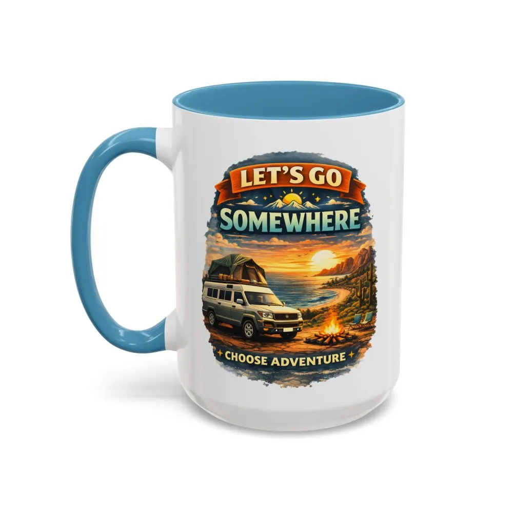 Accent Coffee Mug (11, 15oz) — "Lets Go Somewhere" Design Scenic-Line