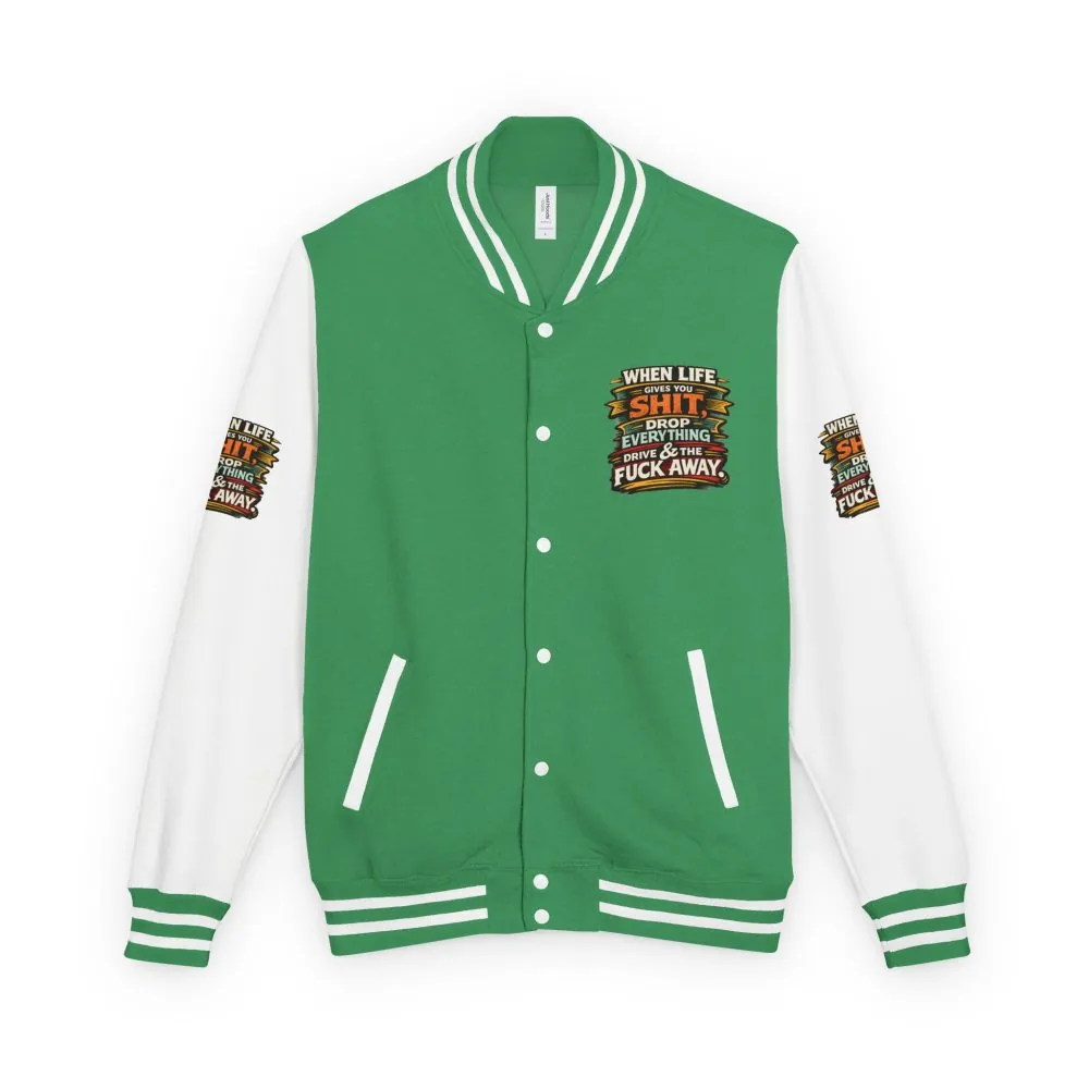 Unisex Heavyweight Letterman Jacket — "When Live Gives You Shit" Design F**K-Line