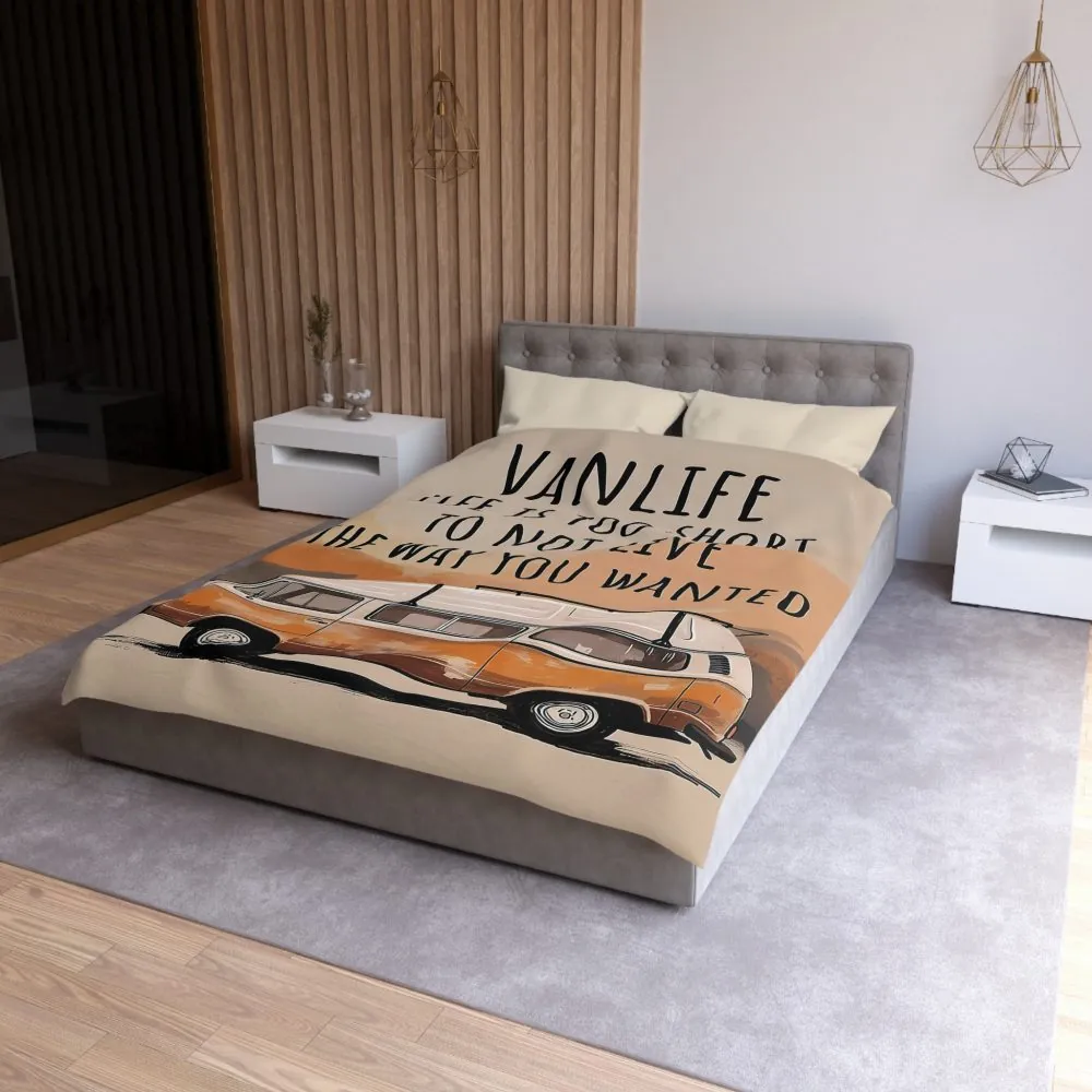Duvet Cover — 'Vanlife - Life Is Too Short to Not Live the Way You Wanted' Camper Bedding