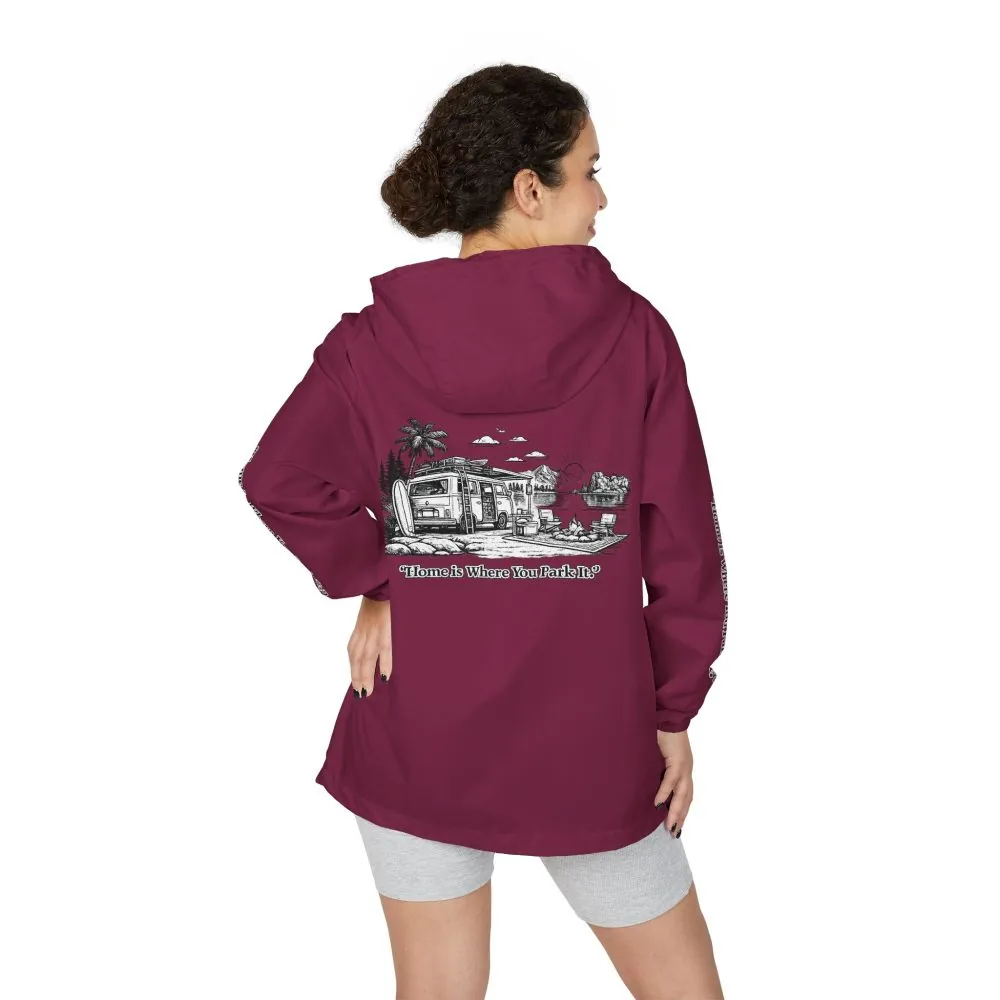 9855971666821587611_2048.jpeg Unisex Full-Zip Windbreaker Jacket — "Home Is Where You Park It" (Design "Minimal-Line")