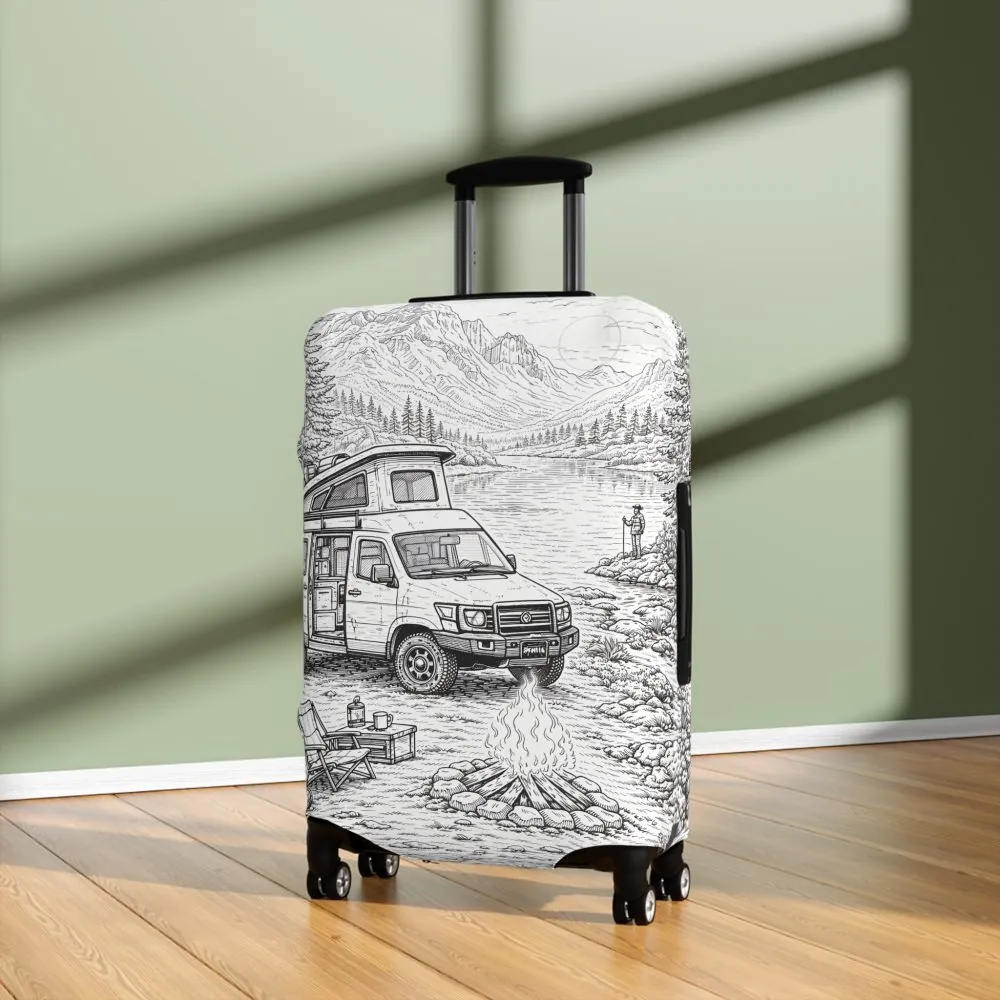 985964991984567789_2048.jpeg Luggage Cover — Adventure Camper Sketch Travel Suitcase
