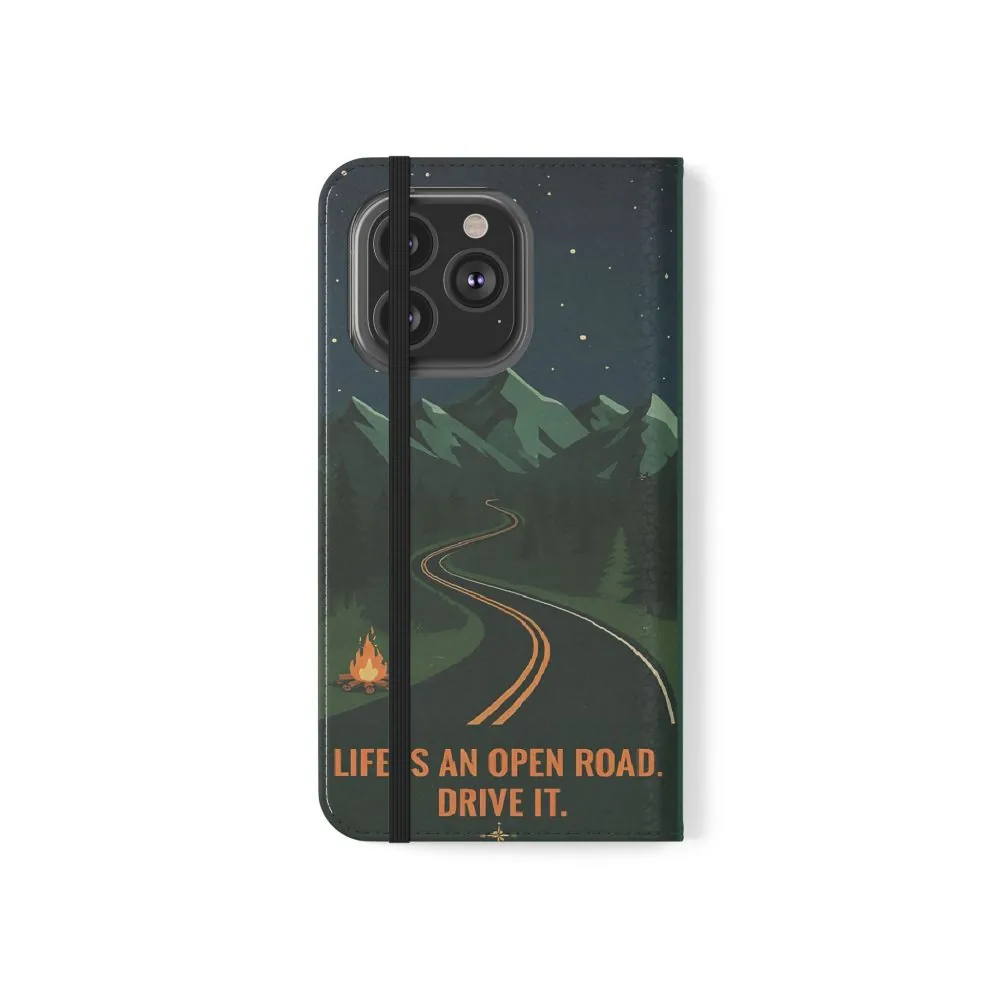 9867578886663036549_2048.jpeg Flip Phone Case — "Roam More Worry Less - Life Is An Open Road" Phone Wallet