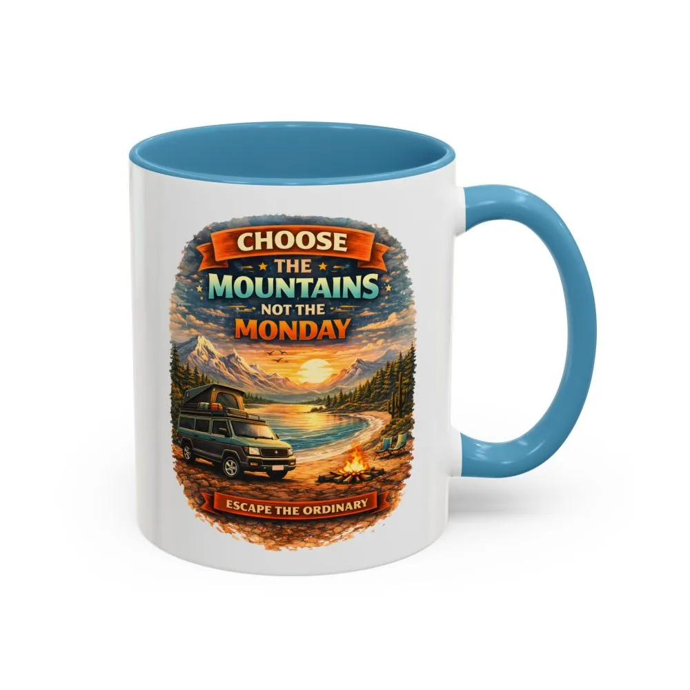 Accent Coffee Mug (11, 15oz) — "Choose The Mountens" Design Scenic-Line