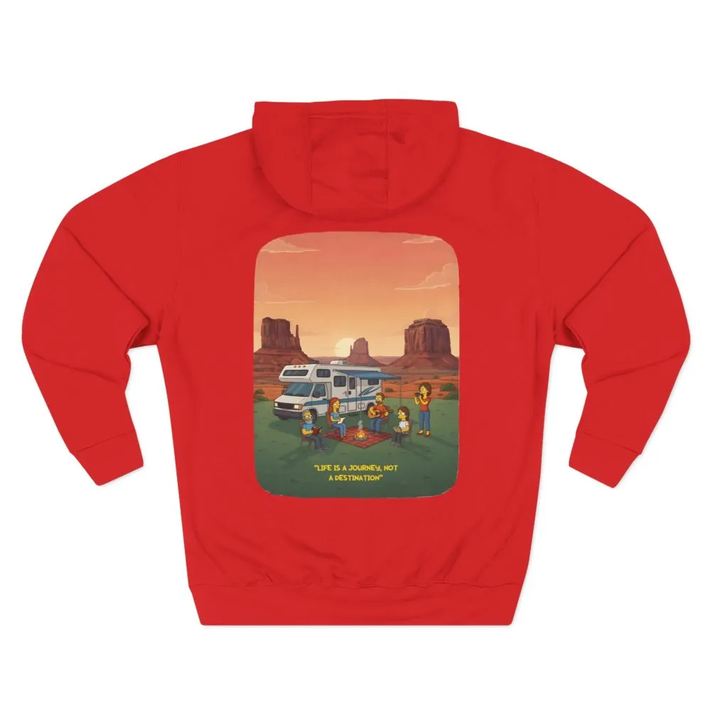 Three-Panel Fleece Hoodie - "Life Is A Journey-Not A Destination" Design Sitcom-Line