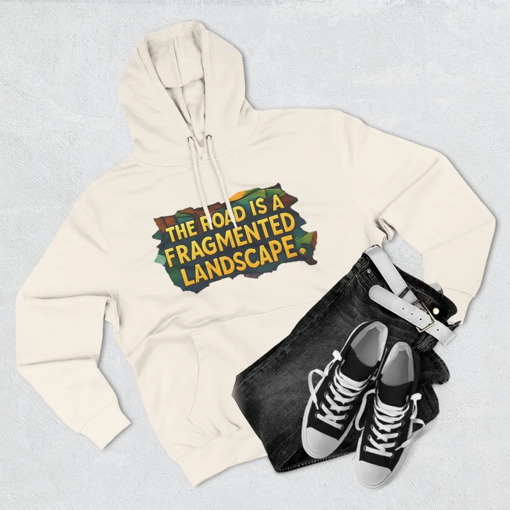 Three-Panel Fleece Hoodie - "The Road Is A Fragmented Landscape" Design Cubic-Line