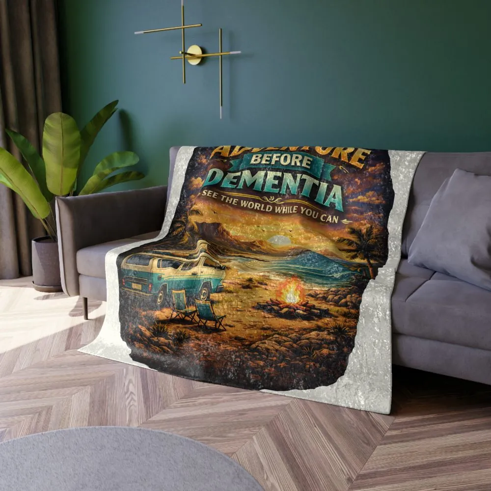 Crushed Velvet Blanket —"Adventure Before Dementia" Design Scenic-Line (Campervan)