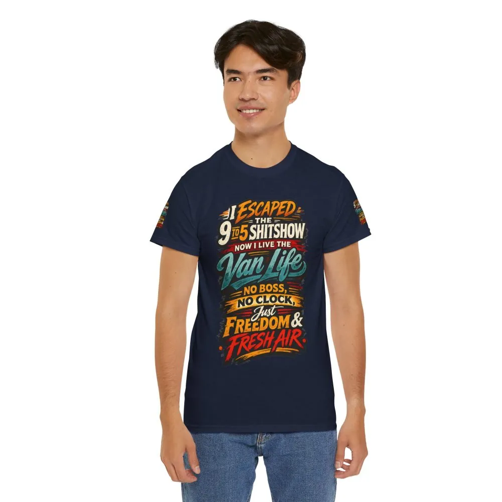 9893188056004735966_2048.jpeg Unisex Heavy Cotton Tee — "I Escaped The 9 To 5" Design F**K-Line