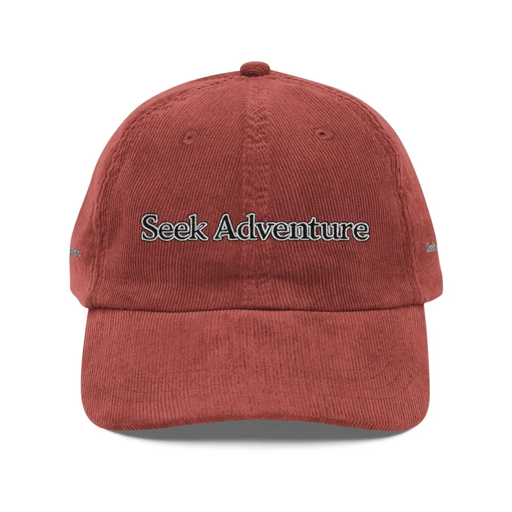 9896229740838974182_2048.jpeg Vintage Corduroy Cap (Embroidery) — "Seek Adventure" Embroidered Hat