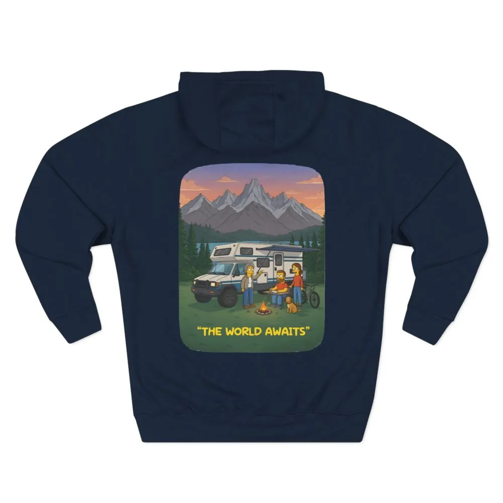 9899134988589283979_2048.jpeg Three-Panel Fleece Hoodie - "The World Awaits" Design Sitcom-Line