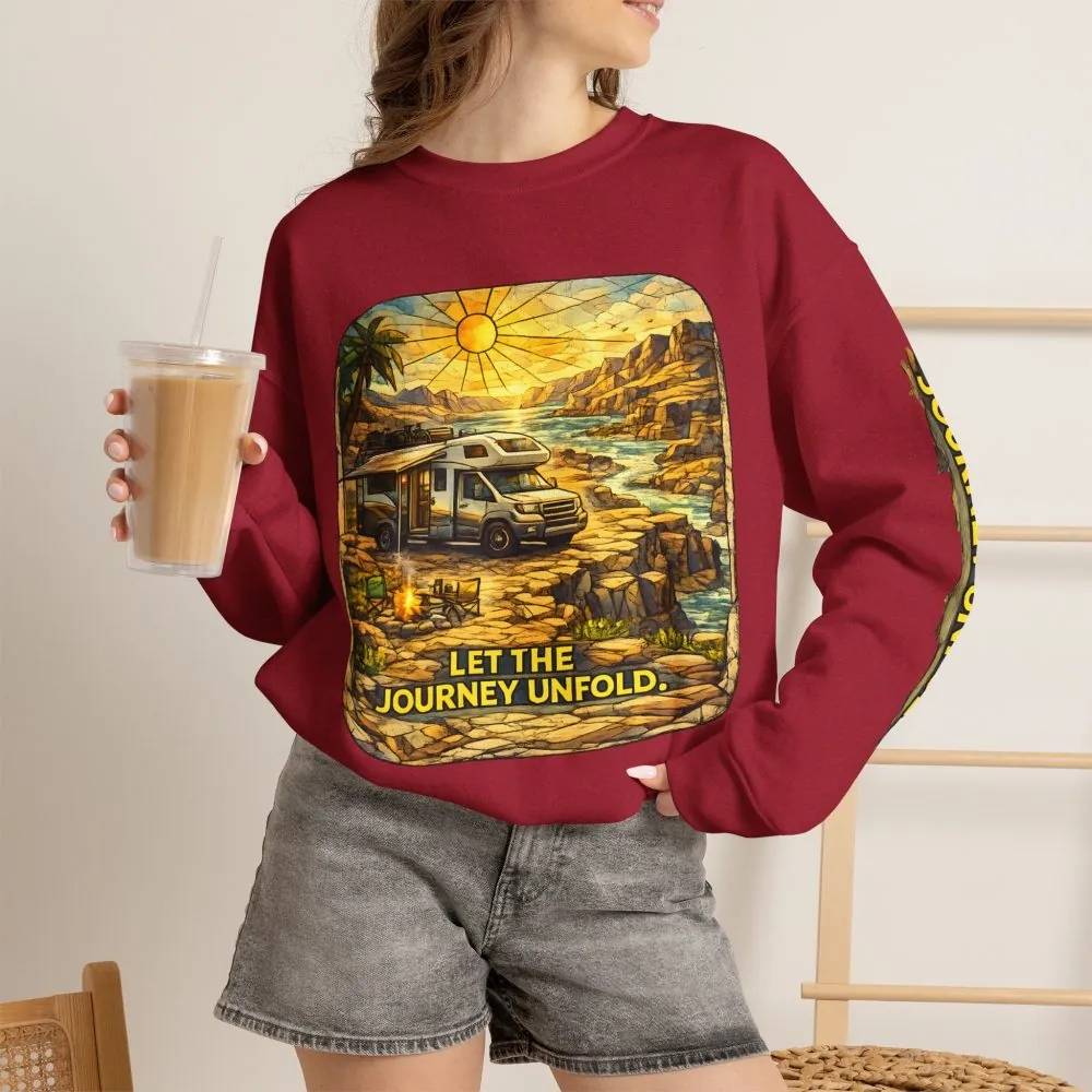 9905455490542079336_2048.jpeg Unisex Heavy Blend™ Crewneck Sweatshirt — "Let The Journey Unfold" Design Cubic-Line