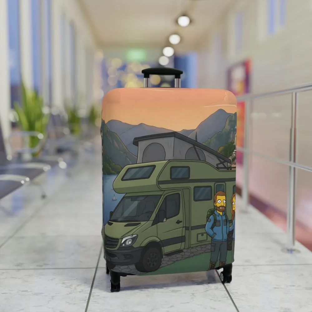 Luggage Cover — Adventure Camper Sketch Travel Suitcase(Design Sitcom-Line)