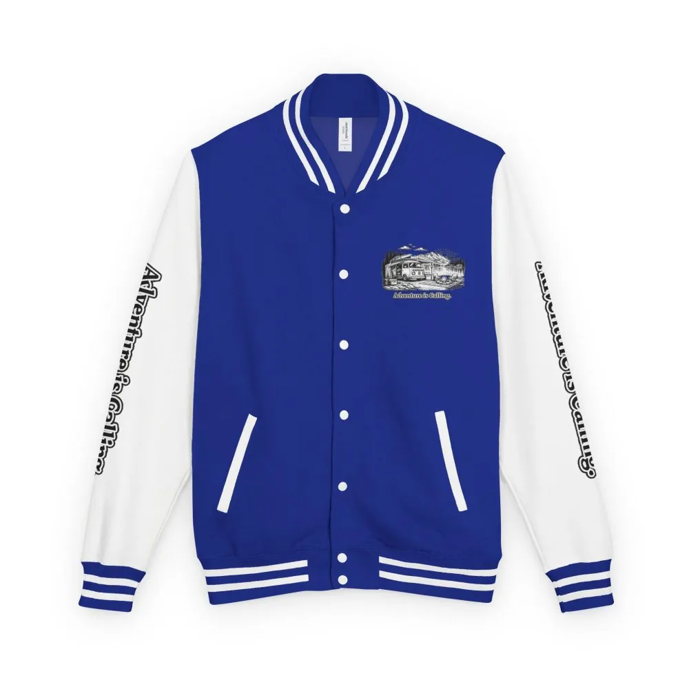 Unisex Heavyweight Letterman Jacket — "Adventure Is Calling" Travel Varsity Coat
