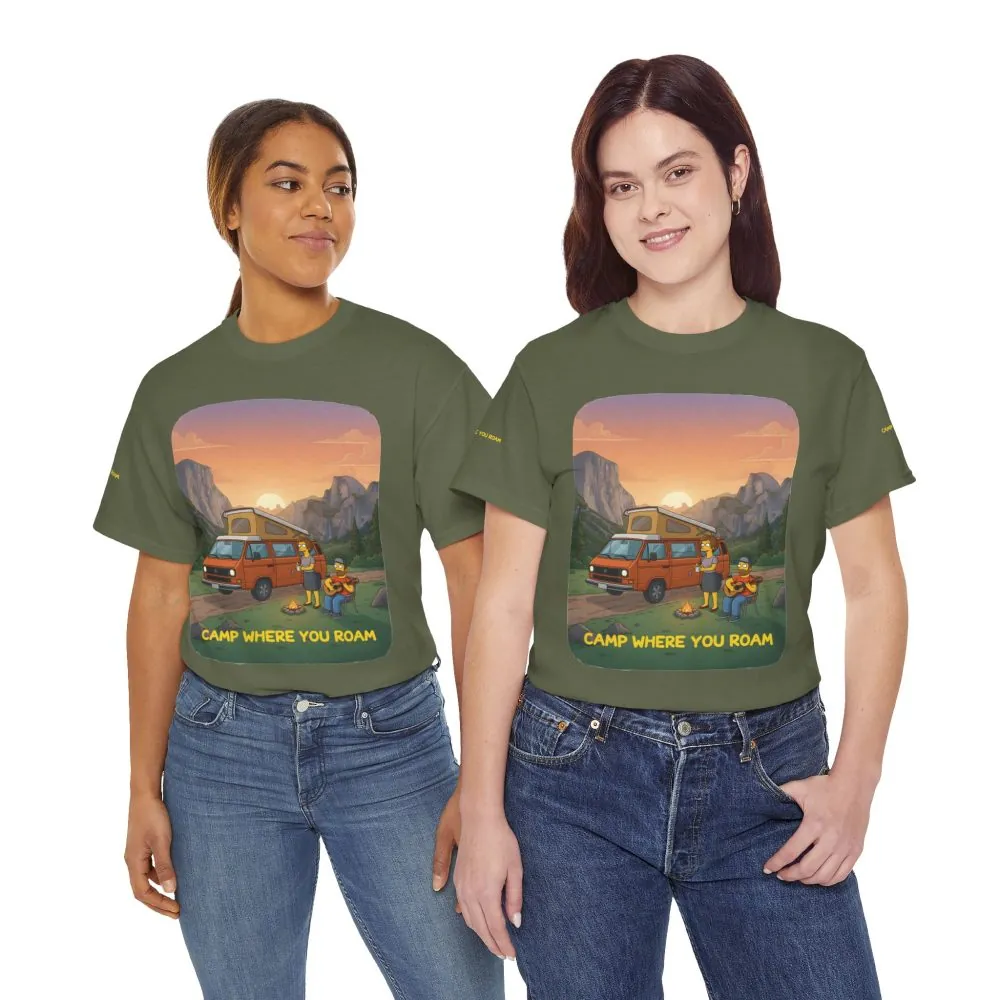 Unisex Heavy Cotton Tee — "Camp Where You Roam" Design Sitcom-Line