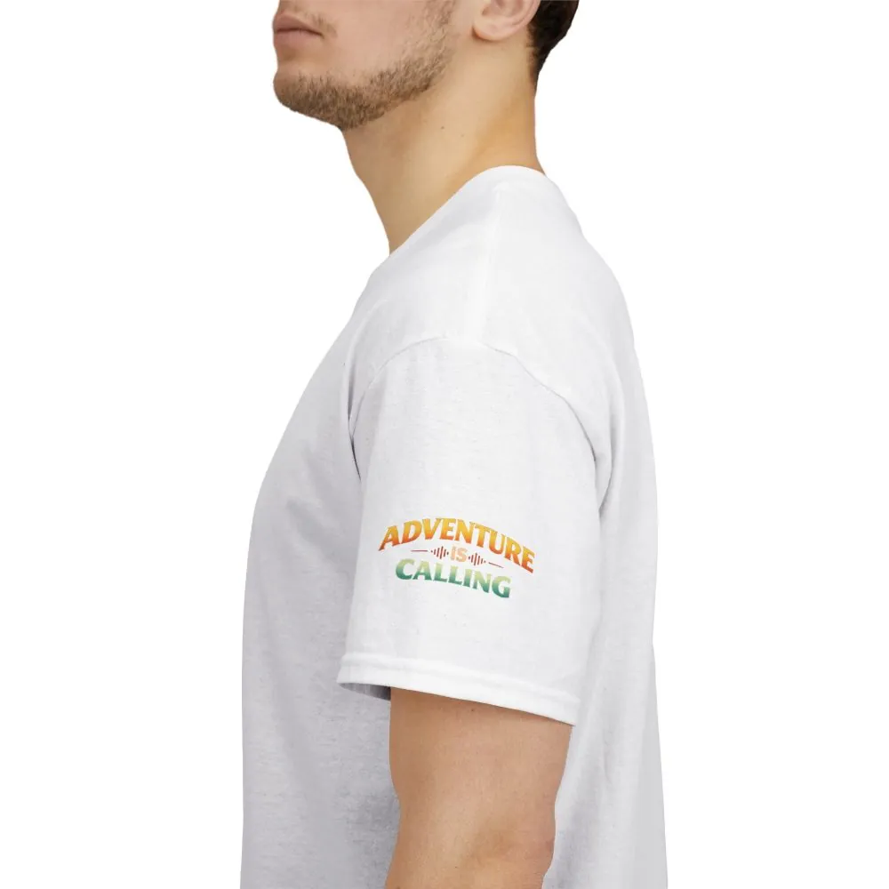Unisex Heavy Cotton Tee — "Adventure Is Calling" Design Scenic-Line