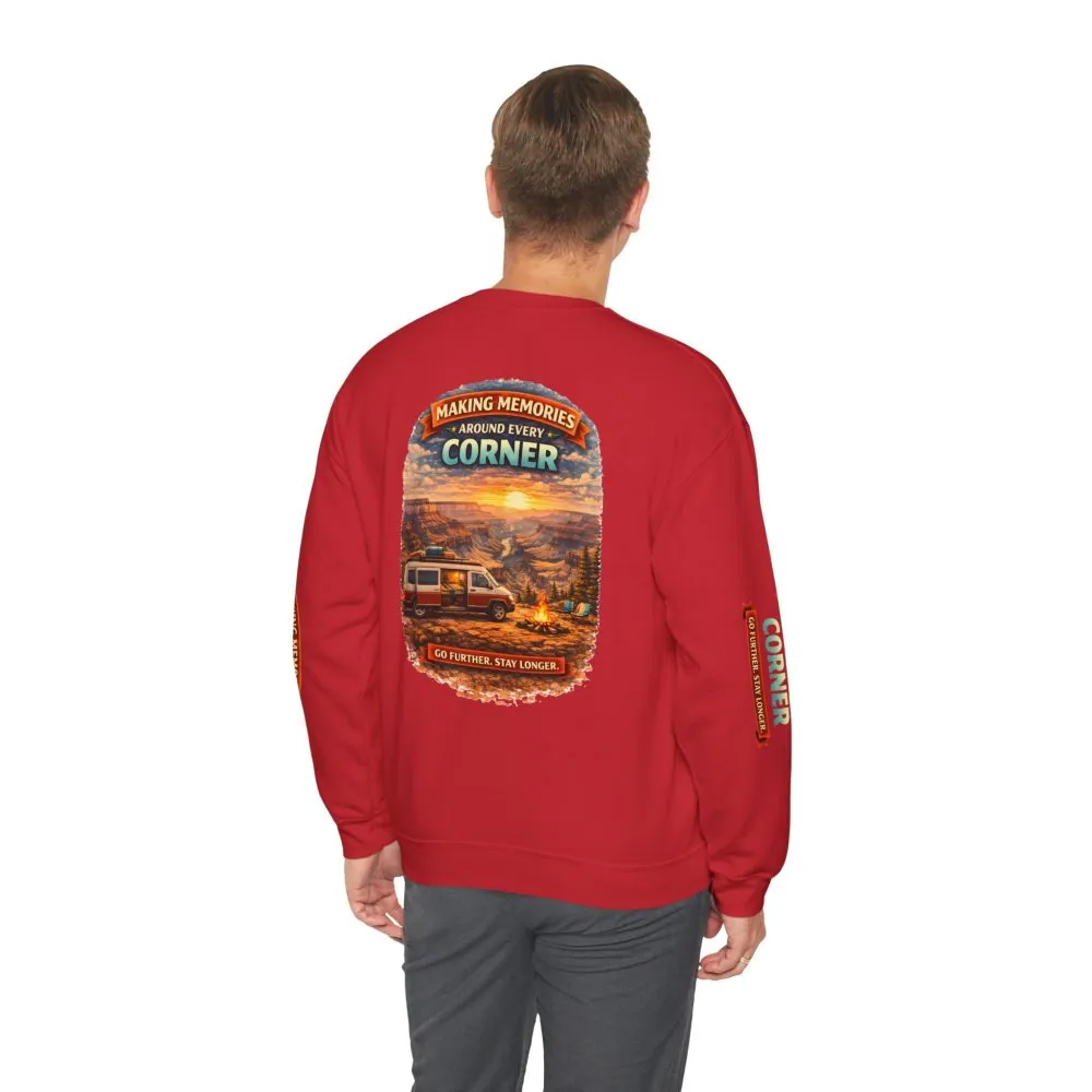 Unisex Heavy Blend™ Crewneck Sweatshirt — "Making Memories Around Every Corner" Design Scenic-Line