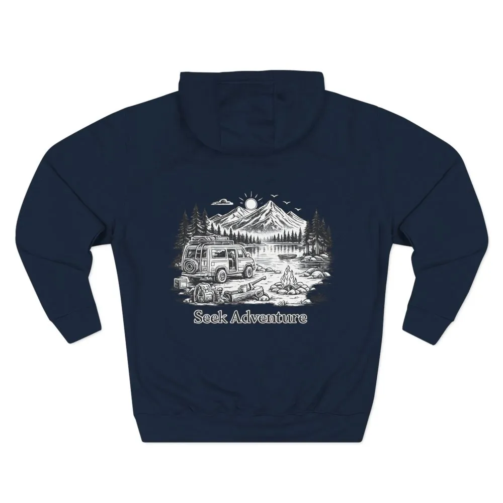9933355062220499972_2048.jpeg Three-Panel Fleece Hoodie - "Seek Adventure" Design Minimal-Line