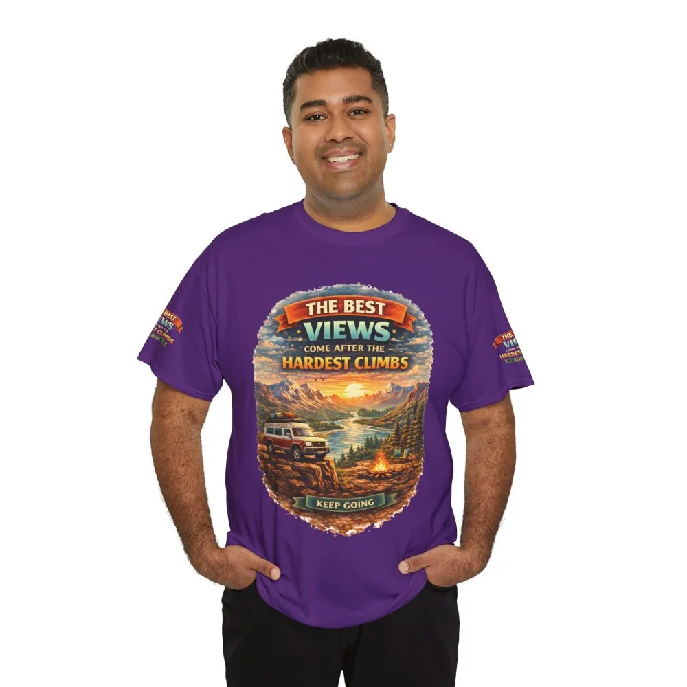 Unisex Heavy Cotton Tee — "The Best Views" Design Scenic-Line
