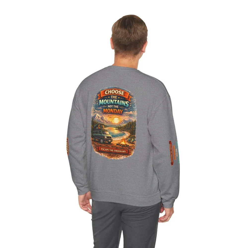 Unisex Heavy Blend™ Crewneck Sweatshirt — "Choose The Mountens" Design Scenic-Line