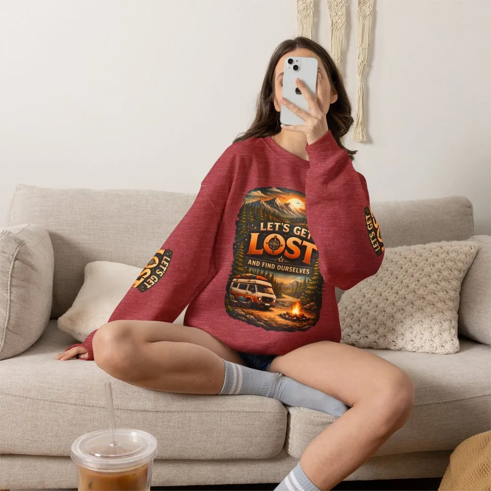 Unisex Heavy Blend™ Crewneck Sweatshirt — "Let´s Get Lost And Found Ourselfs" Design Scenic-Line