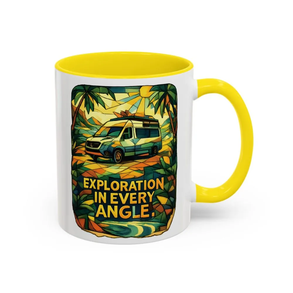 Accent Coffee Mug (11, 15oz) — "Exploration In Every Angle" Design Cubic-Line