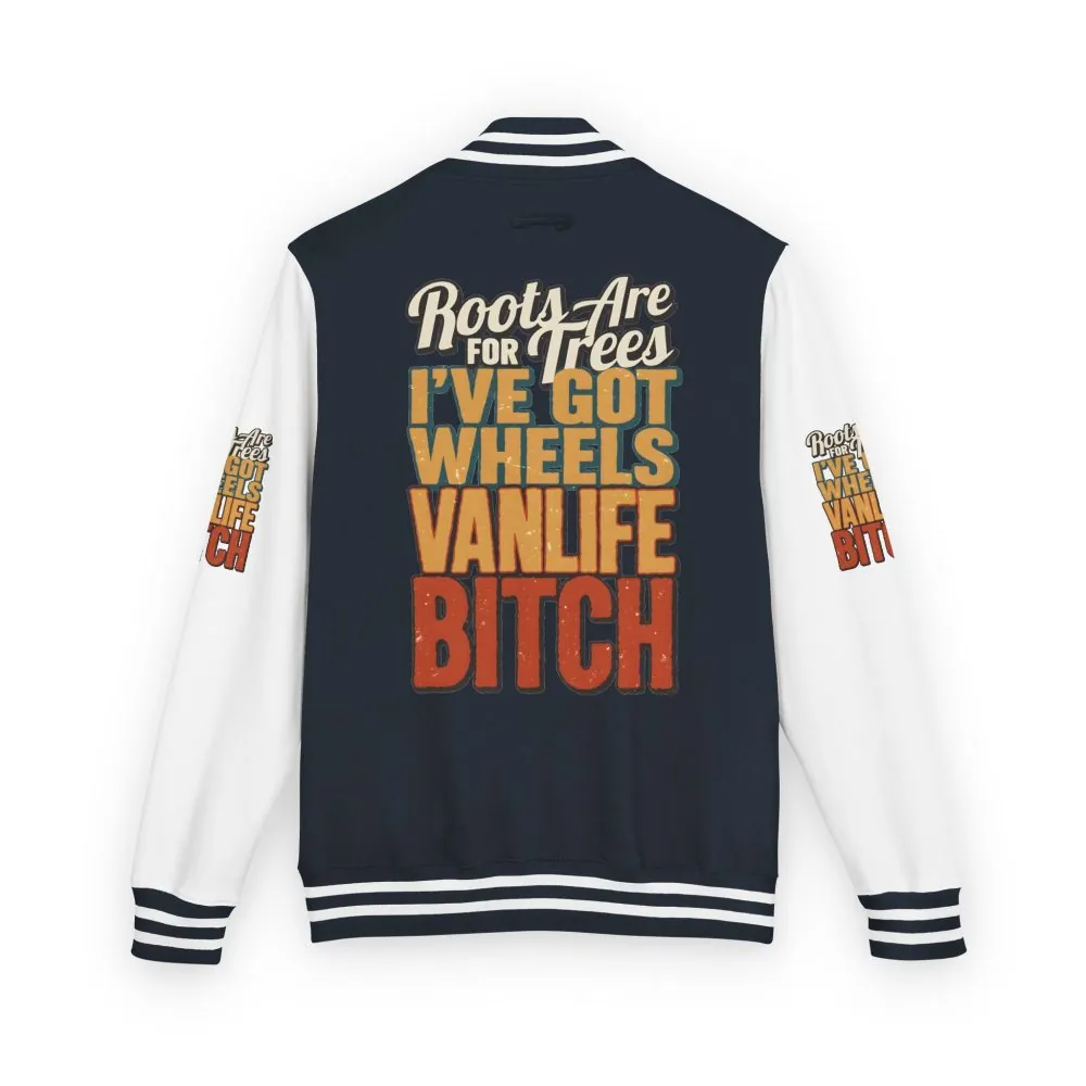 Unisex Heavyweight Letterman Jacket — "Roots Are For Trees" Design F**K-Line