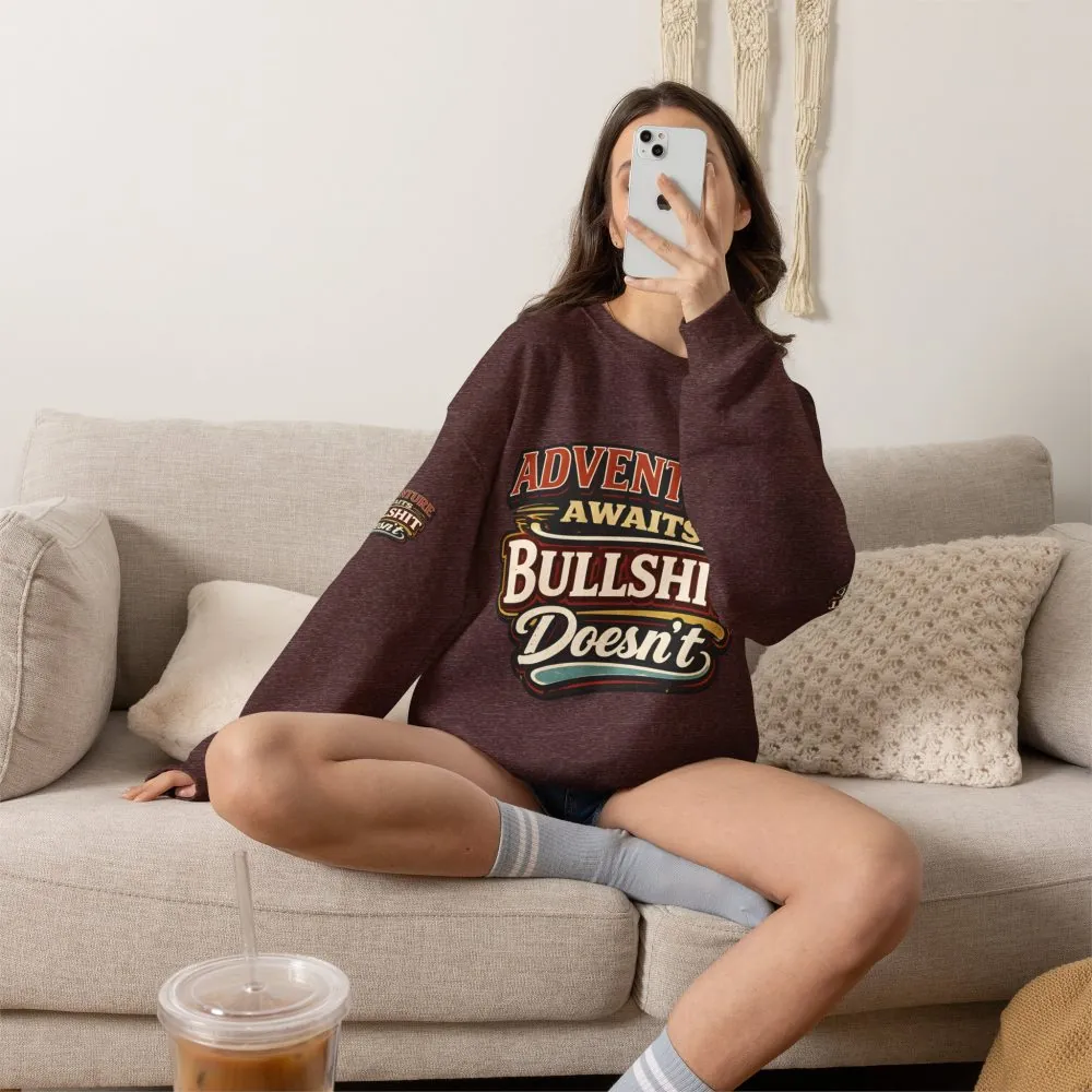 Unisex Heavy Blend™ Crewneck Sweatshirt — "Adventure Awaits" Design F**K-Line