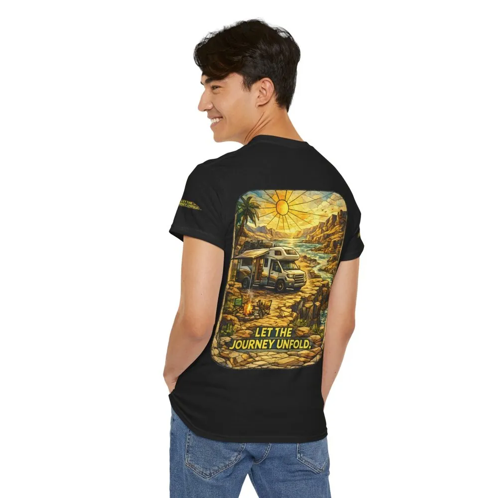 Unisex Heavy Cotton Tee — "Let The Journey Unfold" Design Cubic-Line